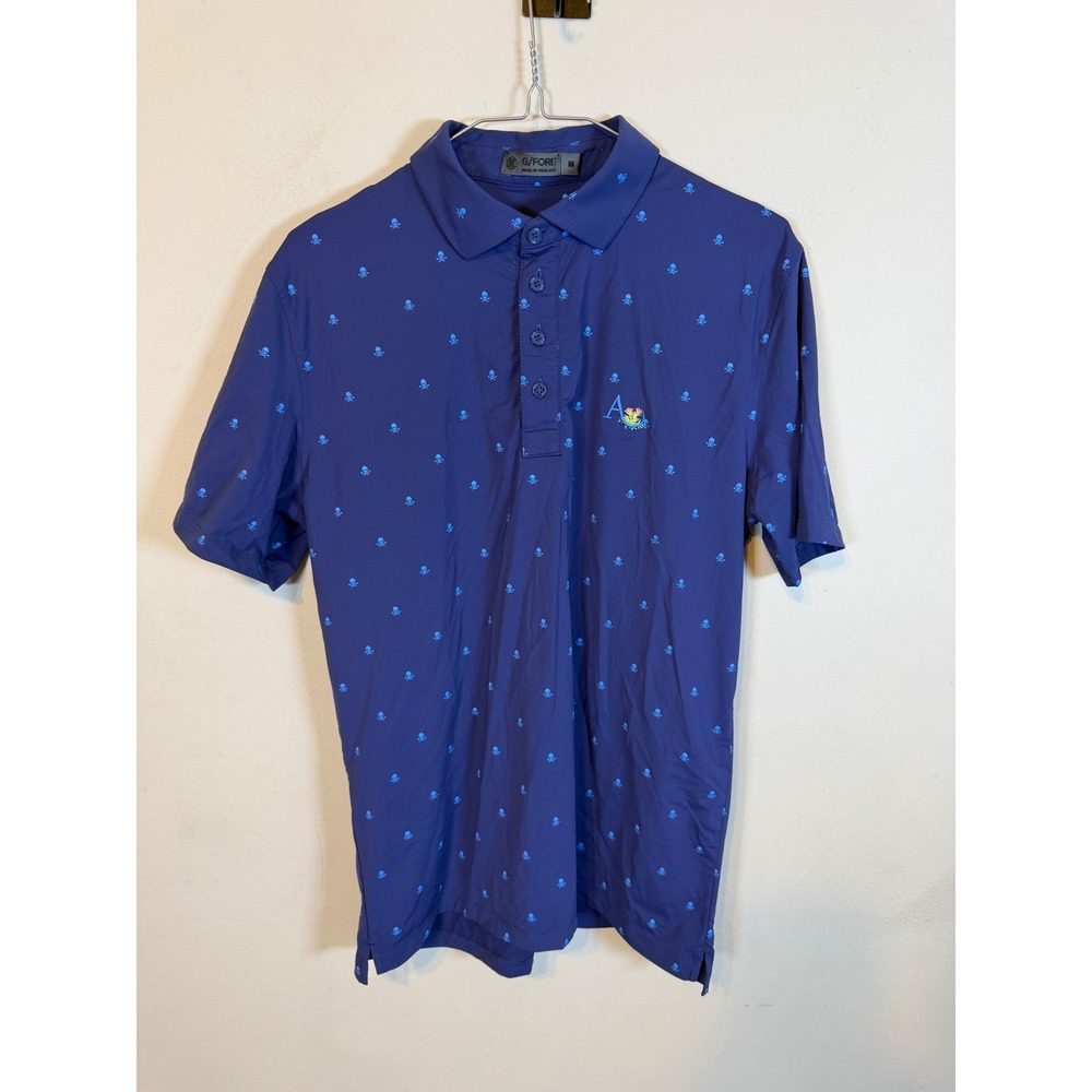 G/FORE Mens Polo Shirt Skull Crossbones Print Purple Size M